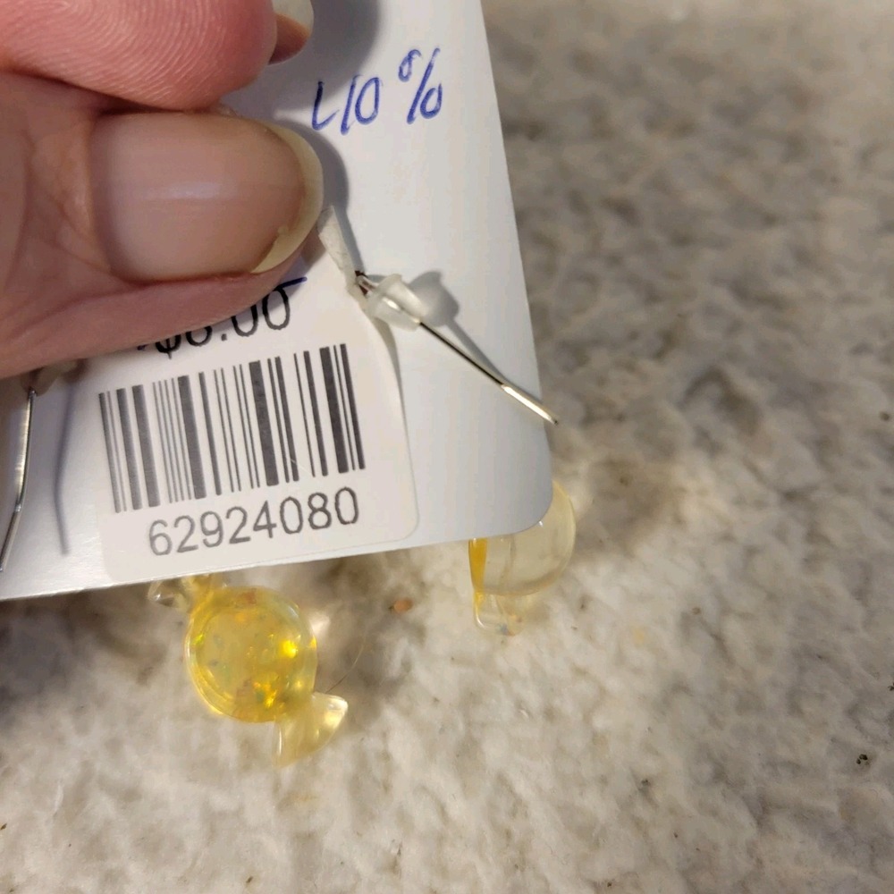 Townsend Mercantile Co‎ Yellow Candy Dangle Earrings Iridescent Acrylic Pierced - Picture 3 of 4